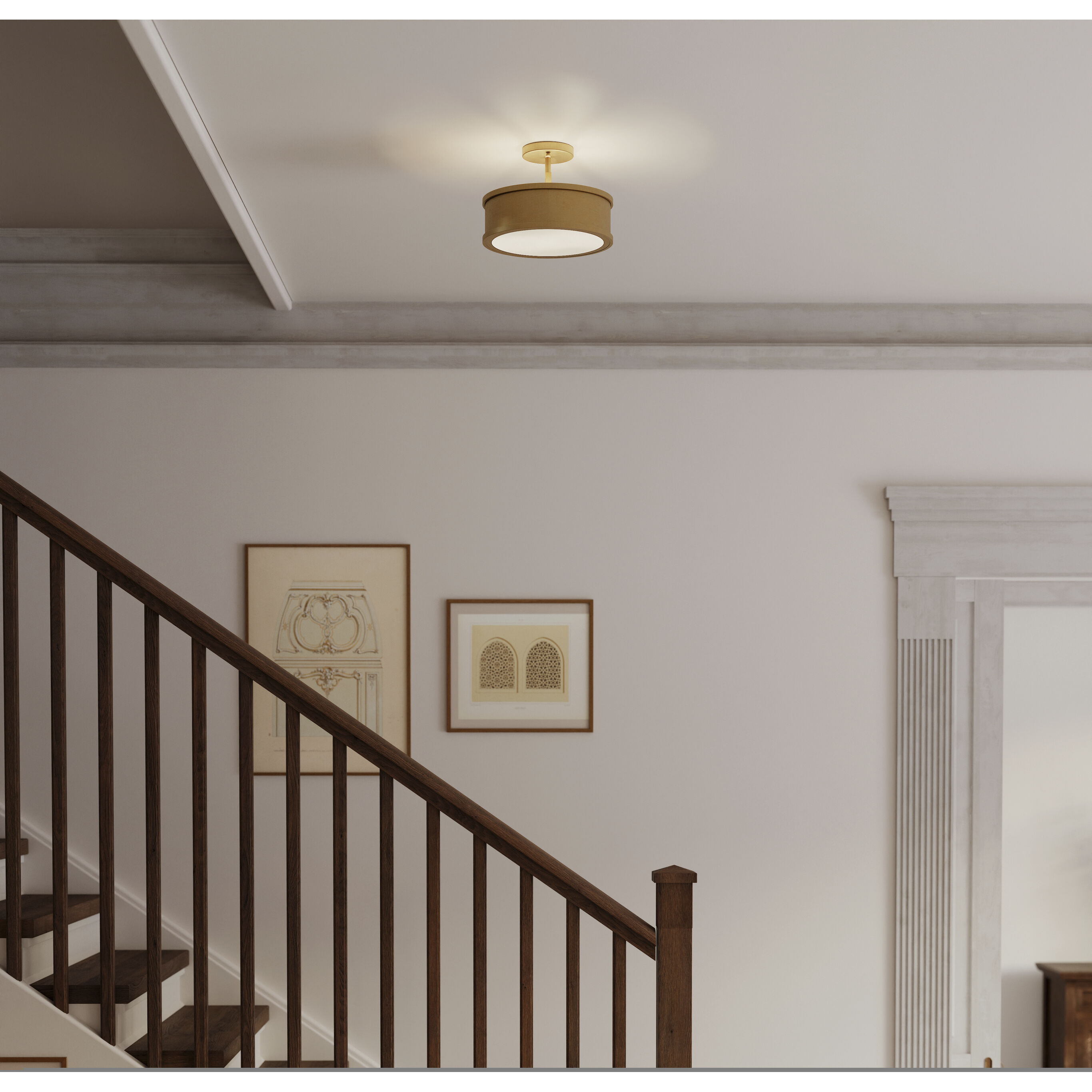 Wynn 2 Light 12 inch Legacy Brass Semi-Flush Mount Ceiling Light