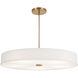 Textile Collection - Genova Family 48 inch Brushed Brass and White Linen Semi-Flush Ceiling Light in 48" D x 48" W x 9.75" H, EVOLV