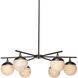 Metro 6 Light 40 inch Faux White Alabaster and Oil Rubbed Bronze Chandelier Ceiling Light, Antique Brass Accents