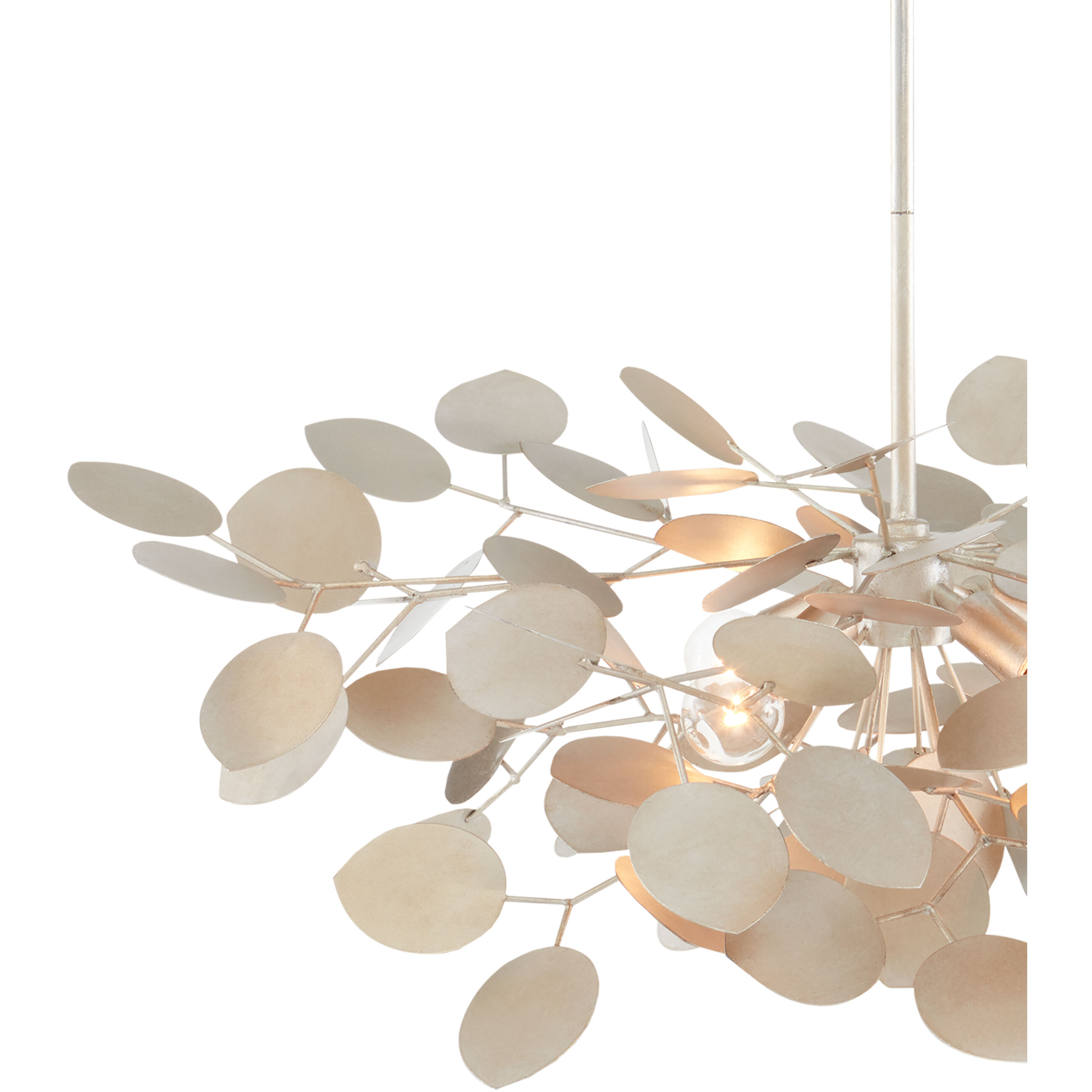 Lunaria 4 Light 31 inch Contemporary Silver Leaf Chandelier Ceiling Light, Small