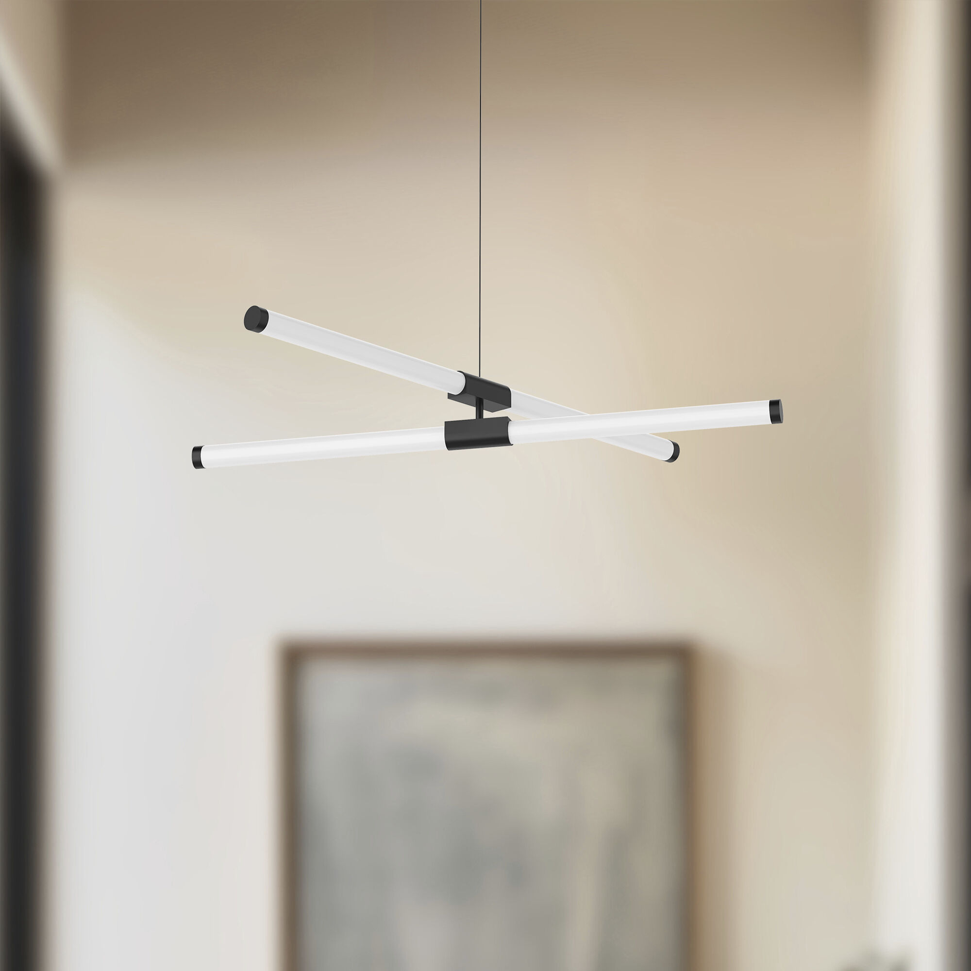 Akari LED 35.5 inch Black Chandelier Ceiling Light