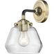 Nouveau Fulton LED 7 inch Brushed Satin Nickel Sconce Wall Light in Clear Glass, Nouveau