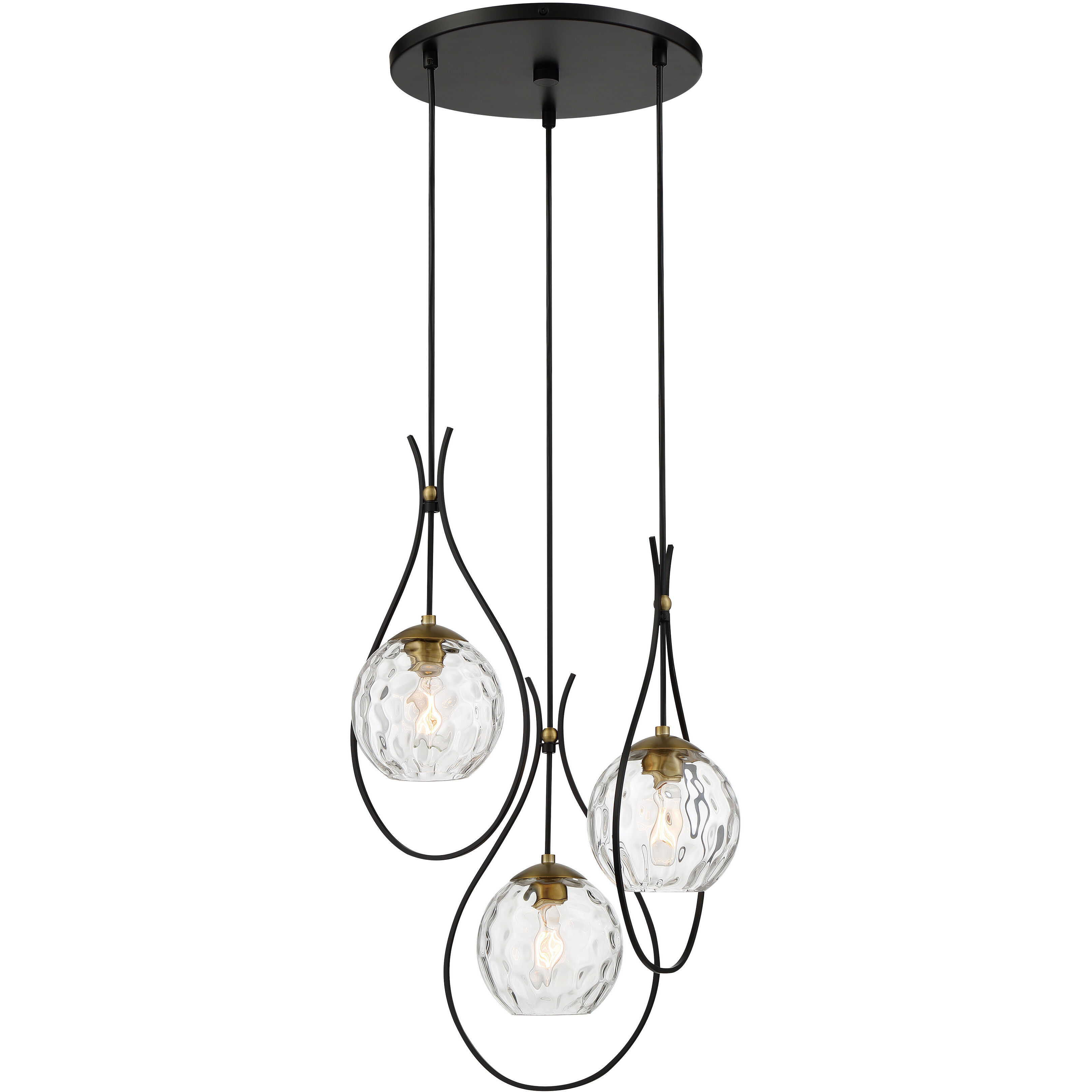 Cody 3 Light Coal/Soft Brass Pan Pendant Ceiling Light