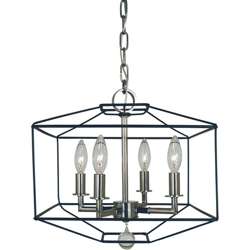 Isabella 4 Light 13 inch Polished Nickel with Matte Black Accents Chandelier Ceiling Light, Semi-Flush Convertible