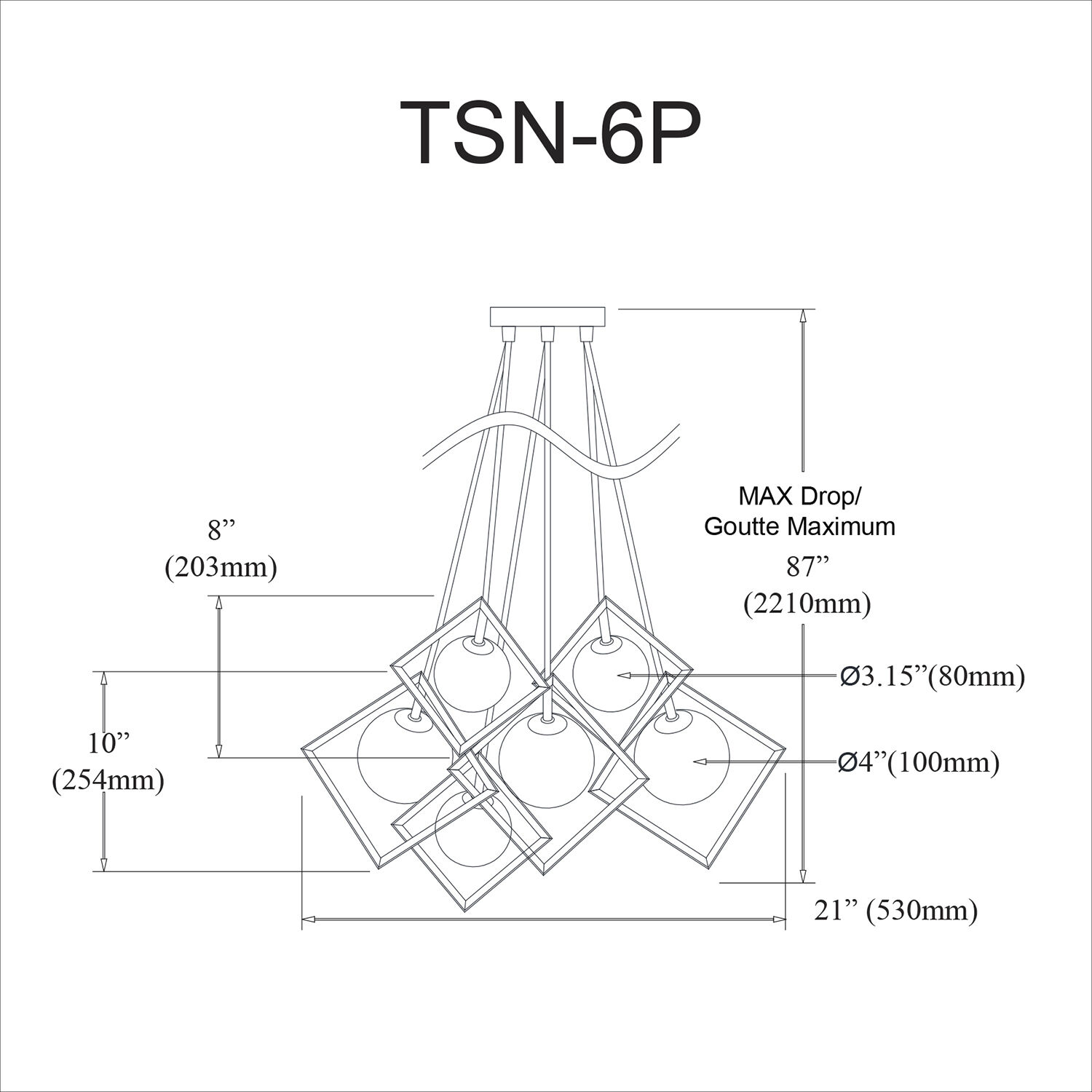 Thomson 6 Light 21 inch Gold Pendant Ceiling Light