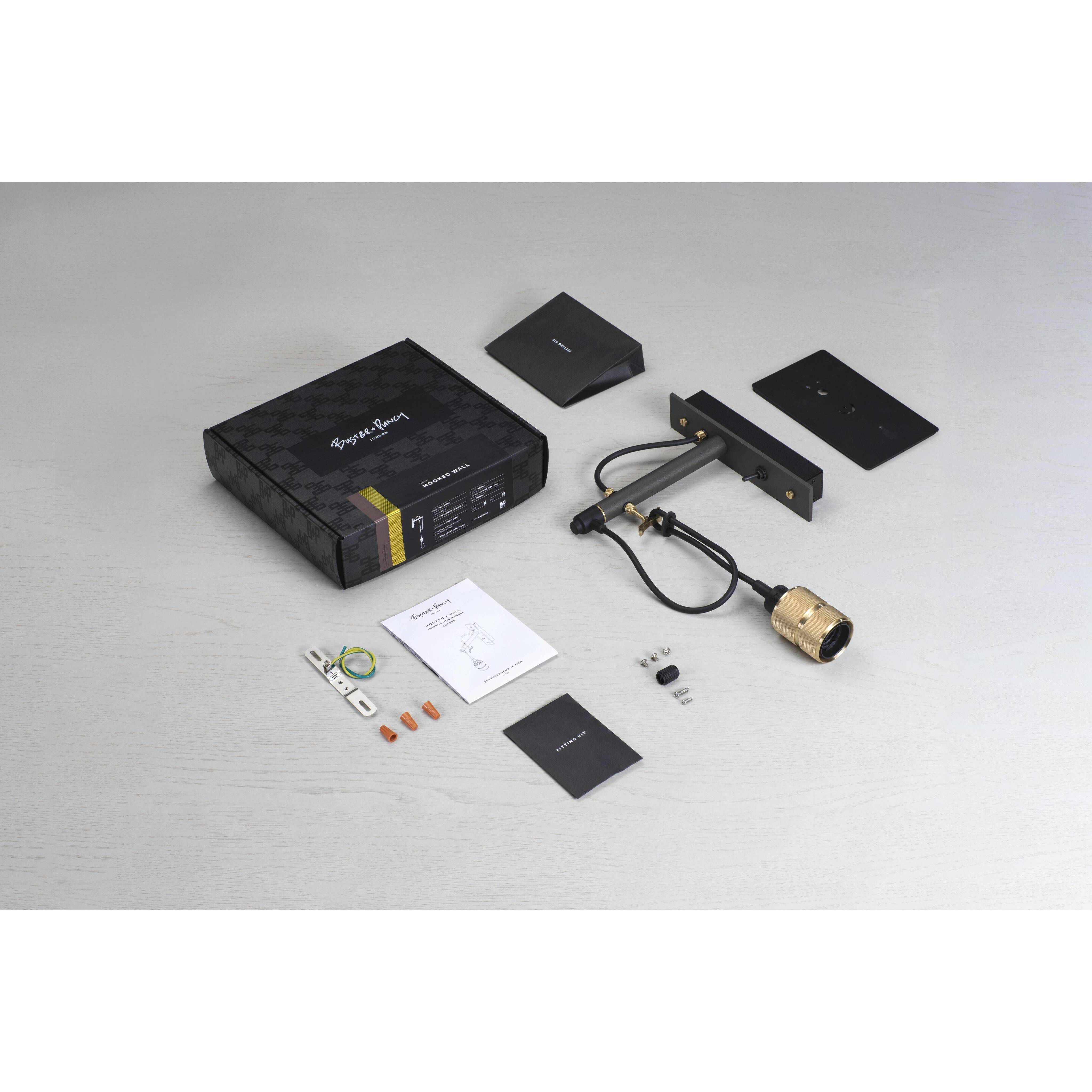 Hooked Wall Light in Graphite / Brass