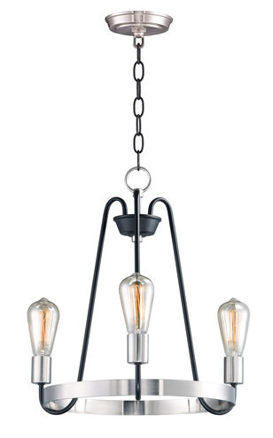 Haven 3 Light 19 inch Black/Satin Nickel Single-Tier Chandelier Ceiling Light in Black and Satin Nickel