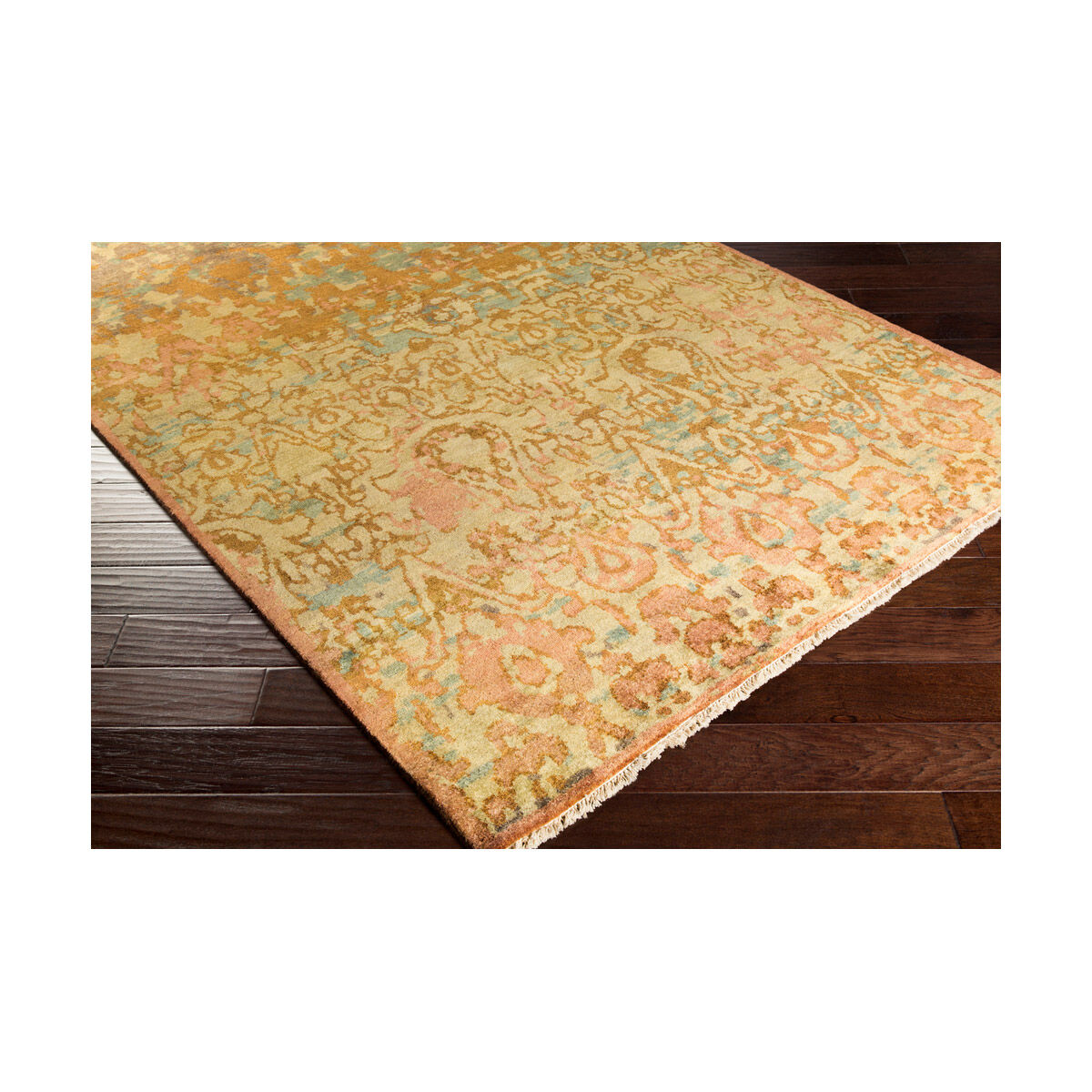 Cheshire 102 X 66 inch Camel/Lime/Aqua/Mauve/Emerald/Rose/Dark Green Rugs, Wool