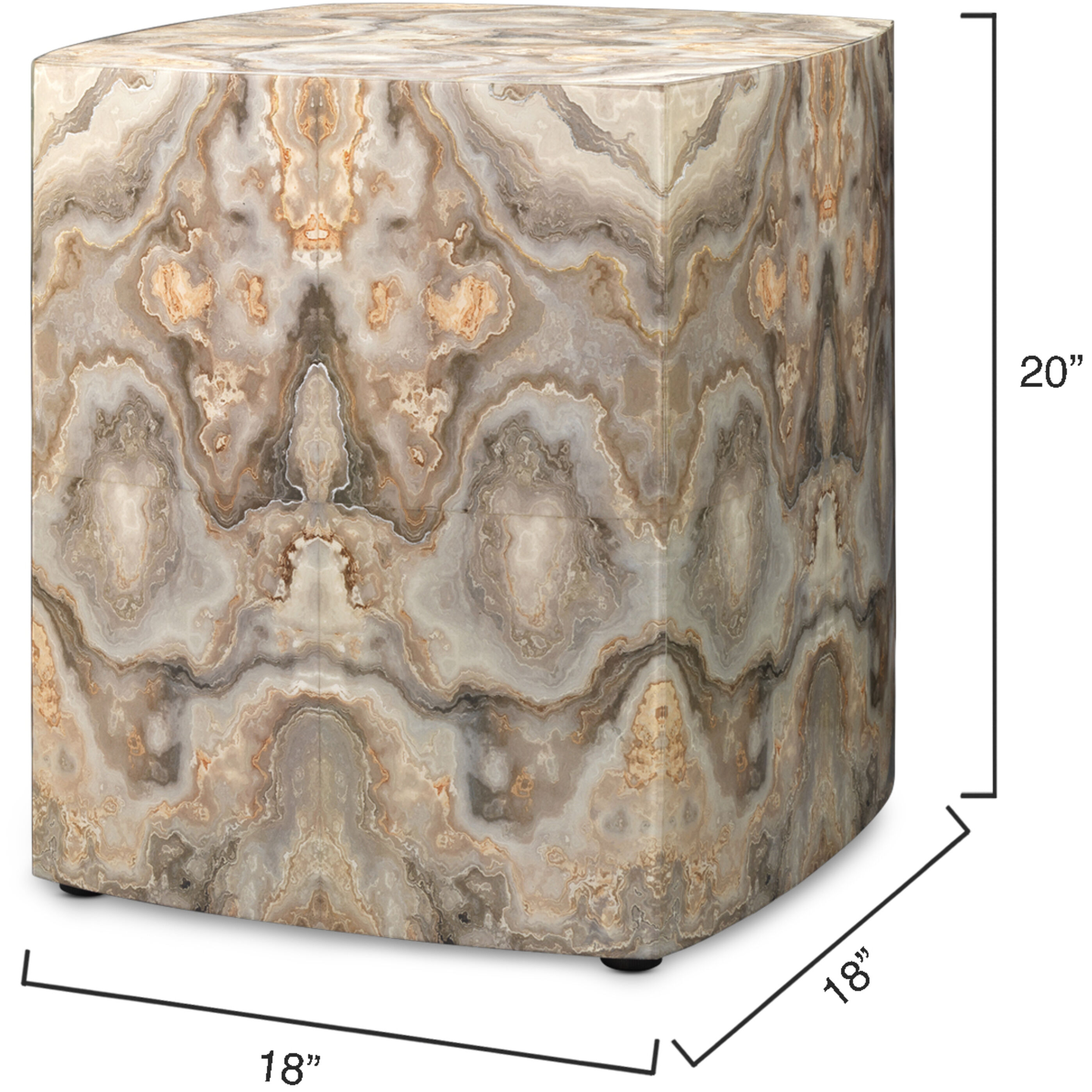 Ink Blot Curved 20 X 18 inch Grey & Cream Lacquer Side Table