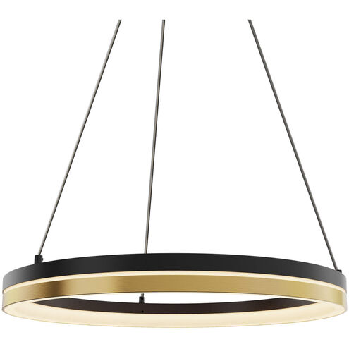 Double Ring 1 Light 14 inch Black/Gold Pendant Ceiling Light