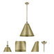Ballston Cone LED 16 inch Antique Brass Pendant Ceiling Light