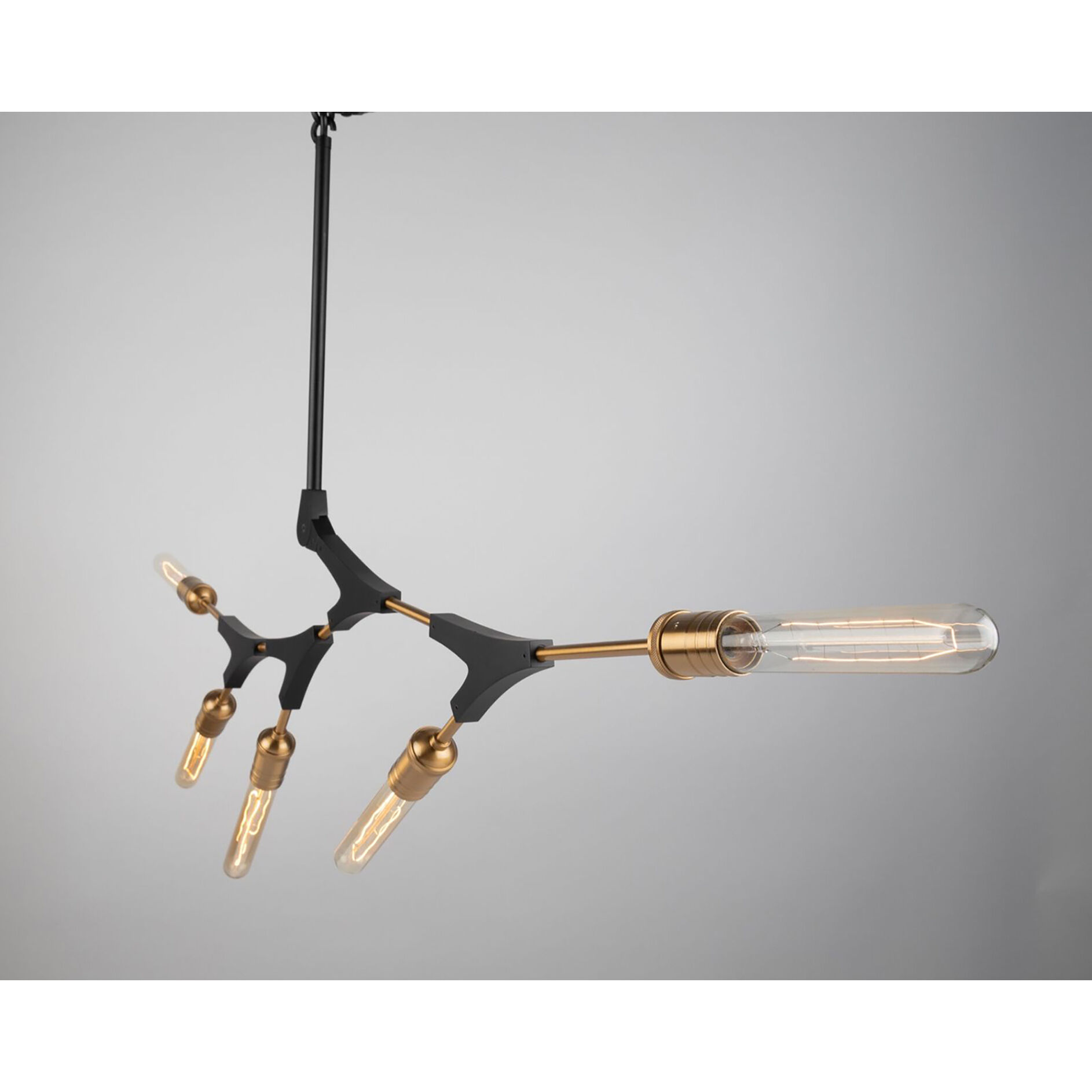 Filiali LED 39.5 inch Black and Harvest Brass Chandelier Ceiling Light
