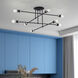 Delacroix 8 Light 35 inch Black with Brushed Nickel Accents Semi-Flush Ceiling Light