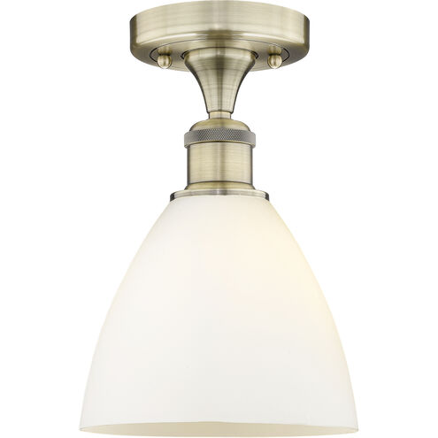 Bristol Glass 1 Light 7.5 inch Antique Brass Semi-Flush Mount Ceiling Light