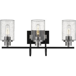 Clifton 3 Light 23.25 inch Matte Black/Brushed Nickel Bathroom Vanity Light Wall Light