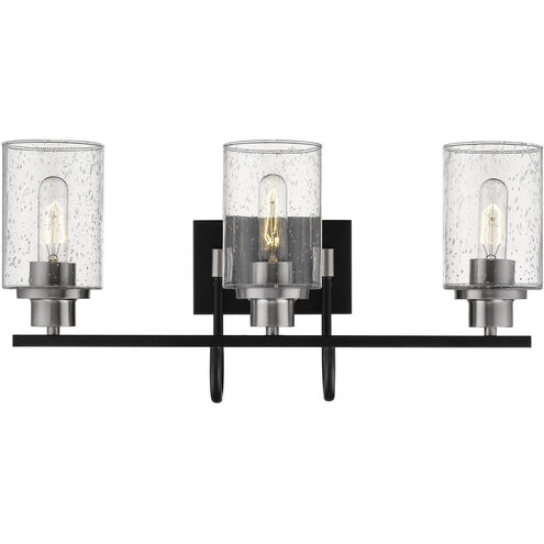 Clifton 3 Light 23.25 inch Matte Black/Brushed Nickel Bathroom Vanity Light Wall Light