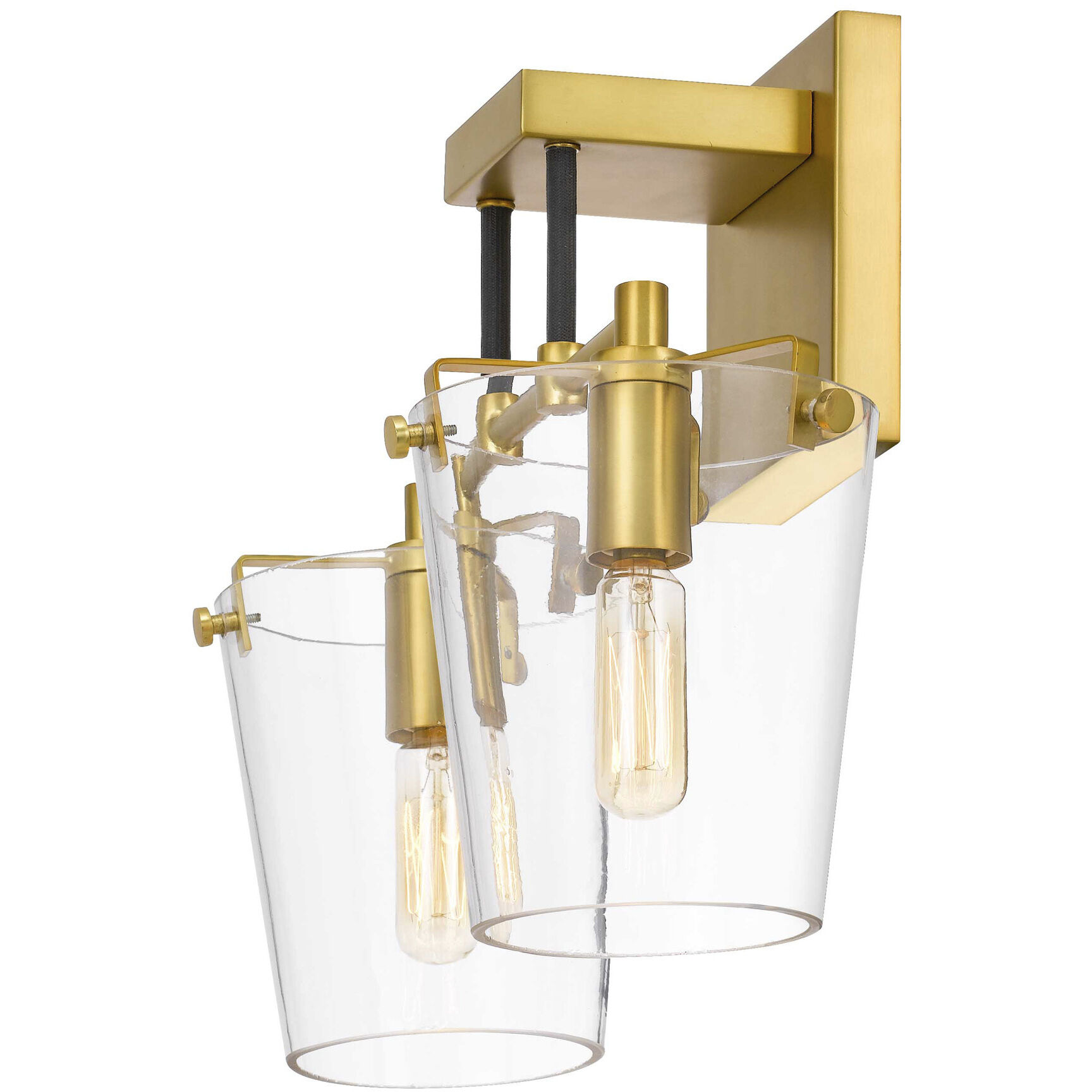 Arlo 2 Light 14 inch Black/Satin Brass Bath Vanity Light Wall Light