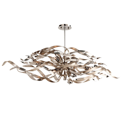 Graffiti 6 Light 48 inch Silver Leaf and Polished Stainless Island Pendant Ceiling Light