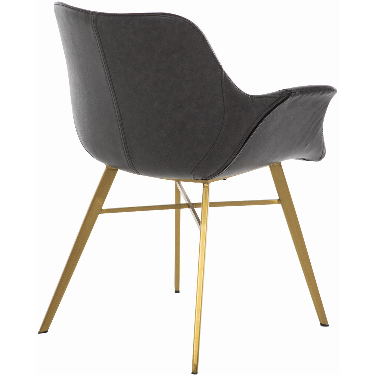 Channing Charcoal Brown Leather / Stainless Gold Dining Chair