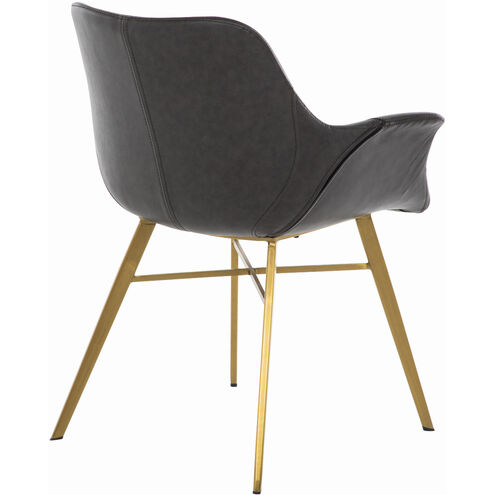 Channing Charcoal Brown Leather / Stainless Gold Dining Chair