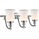 Franklin Restoration Canton 3 Light 28 inch Polished Chrome Bath Vanity Light Wall Light in Matte White Glass, Franklin Restoration