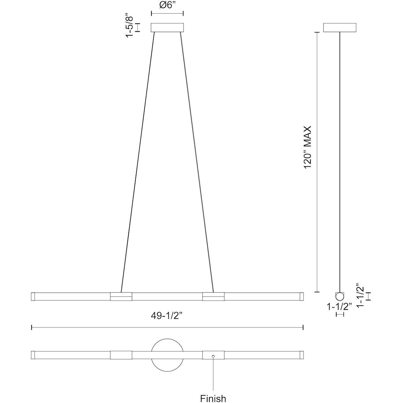 Akari 49.5 inch Brushed Nickel Linear Pendant Ceiling Light