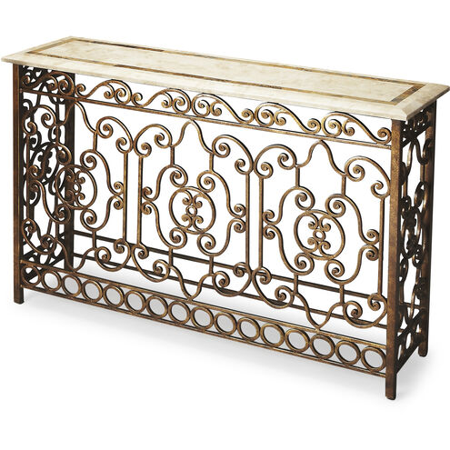 Contessa Iron & Fossil Stone 52 X 15 inch Metalworks Console/Sofa Table