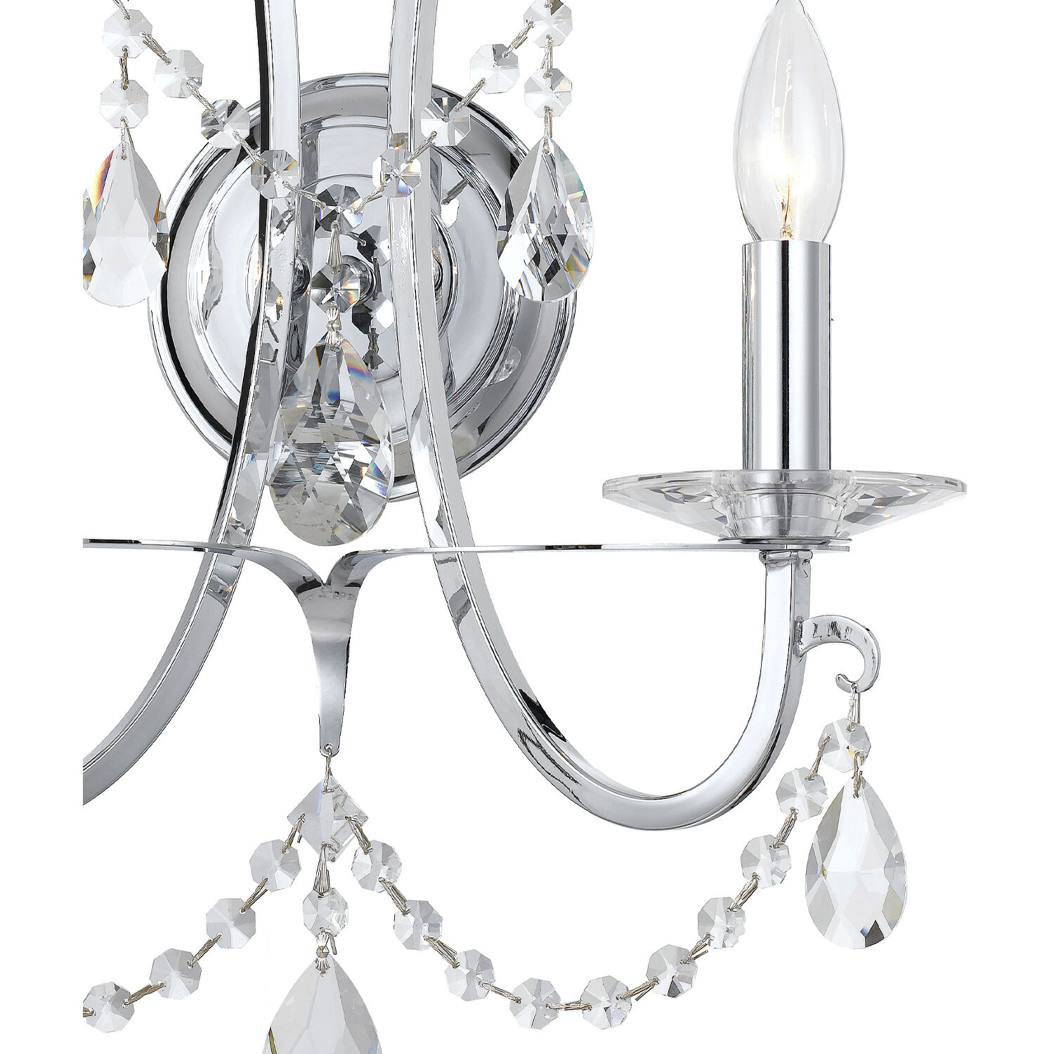 Othello Bath Wall Light in Clear Hand Cut, Polished Chrome