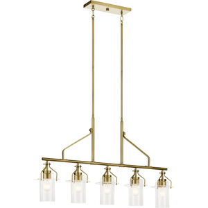 Everett 5 Light 7 inch Brushed Brass Chandelier Linear (Single) Ceiling Light