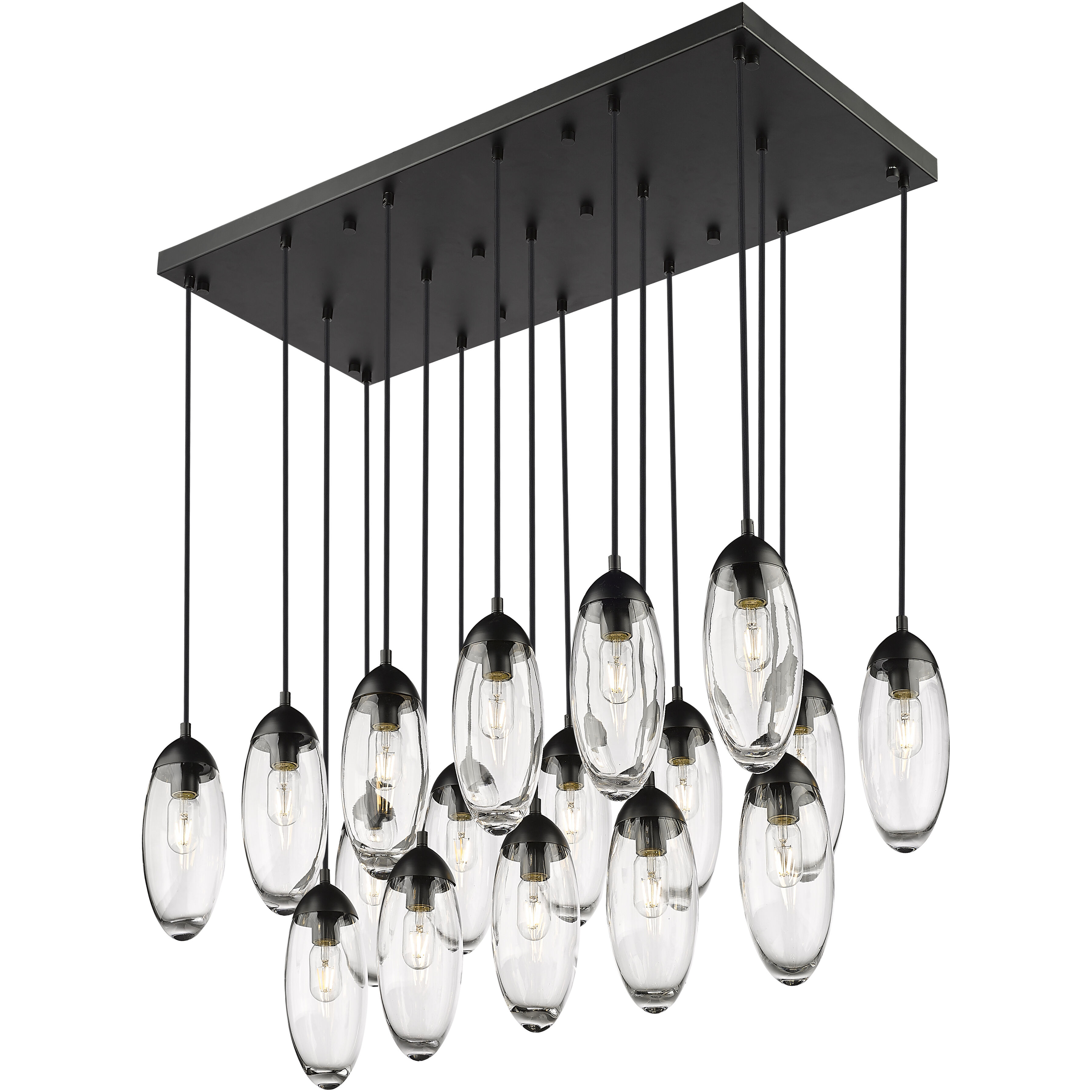 Arden 17 Light 42 inch Matte Black Linear Chandelier Ceiling Light