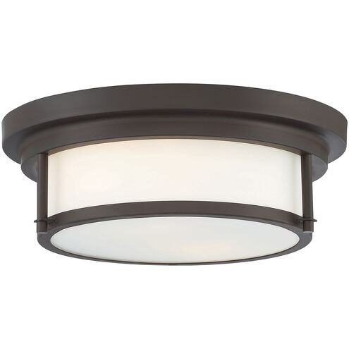 Contemporary 2 Light 13 inch Oil Rubbed Bronze Flush Mount Ceiling Light