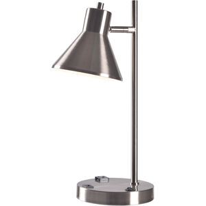 Ash 10 inch 60.00 watt Brushed Steel Desk Lamp Portable Light, Outlet and USB