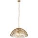 Lotus 3 Light 33 inch Antique Brass Pendant Ceiling Light