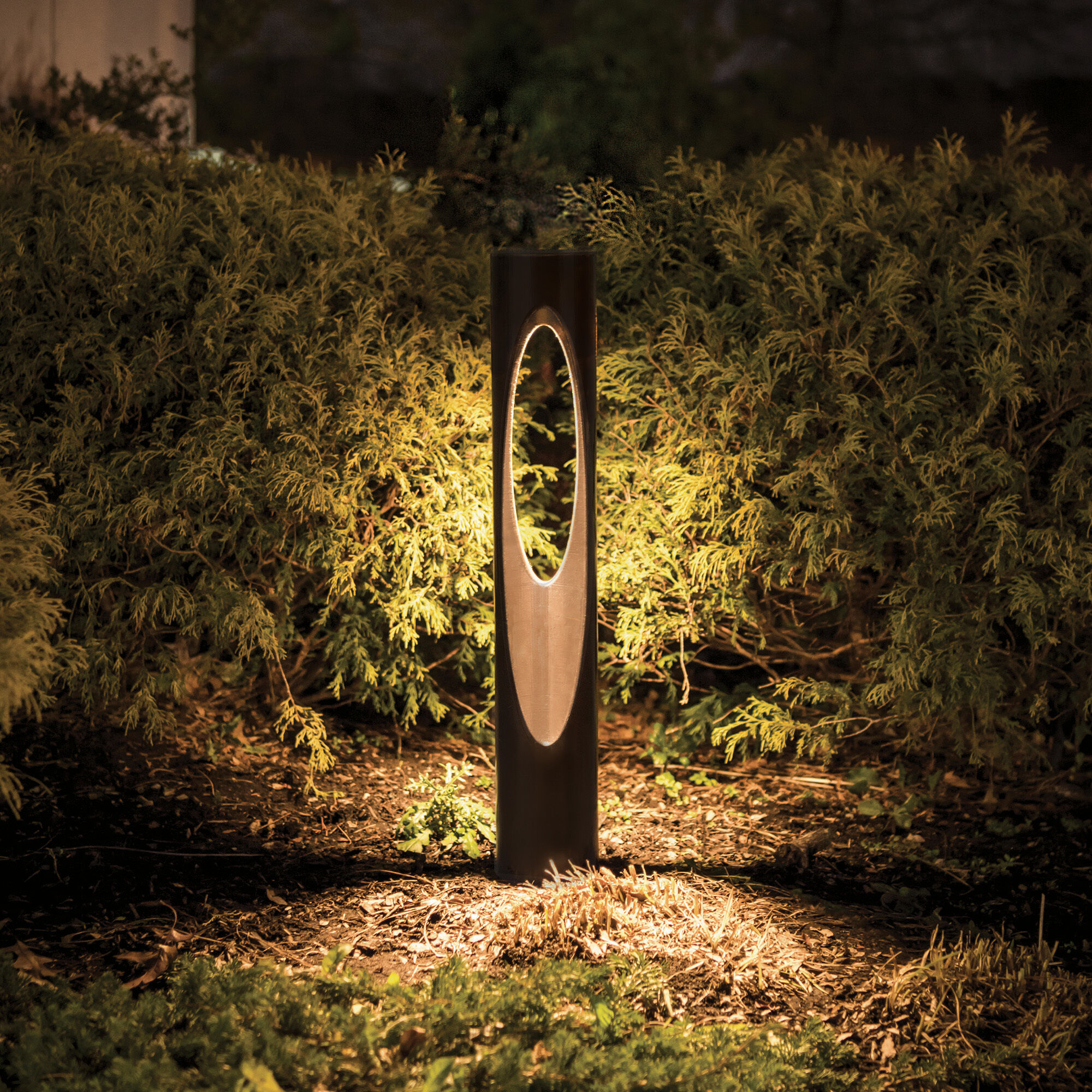 Scoop 120 12.5 watt Black Bollard Lighting in 3000K, WAC Landscape