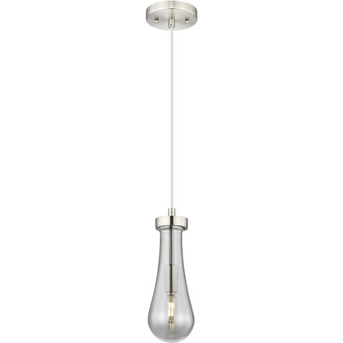 Downtown Urban Owego 1 Light 4.75 inch Satin Nickel Pendant Ceiling Light in Light Smoke Glass