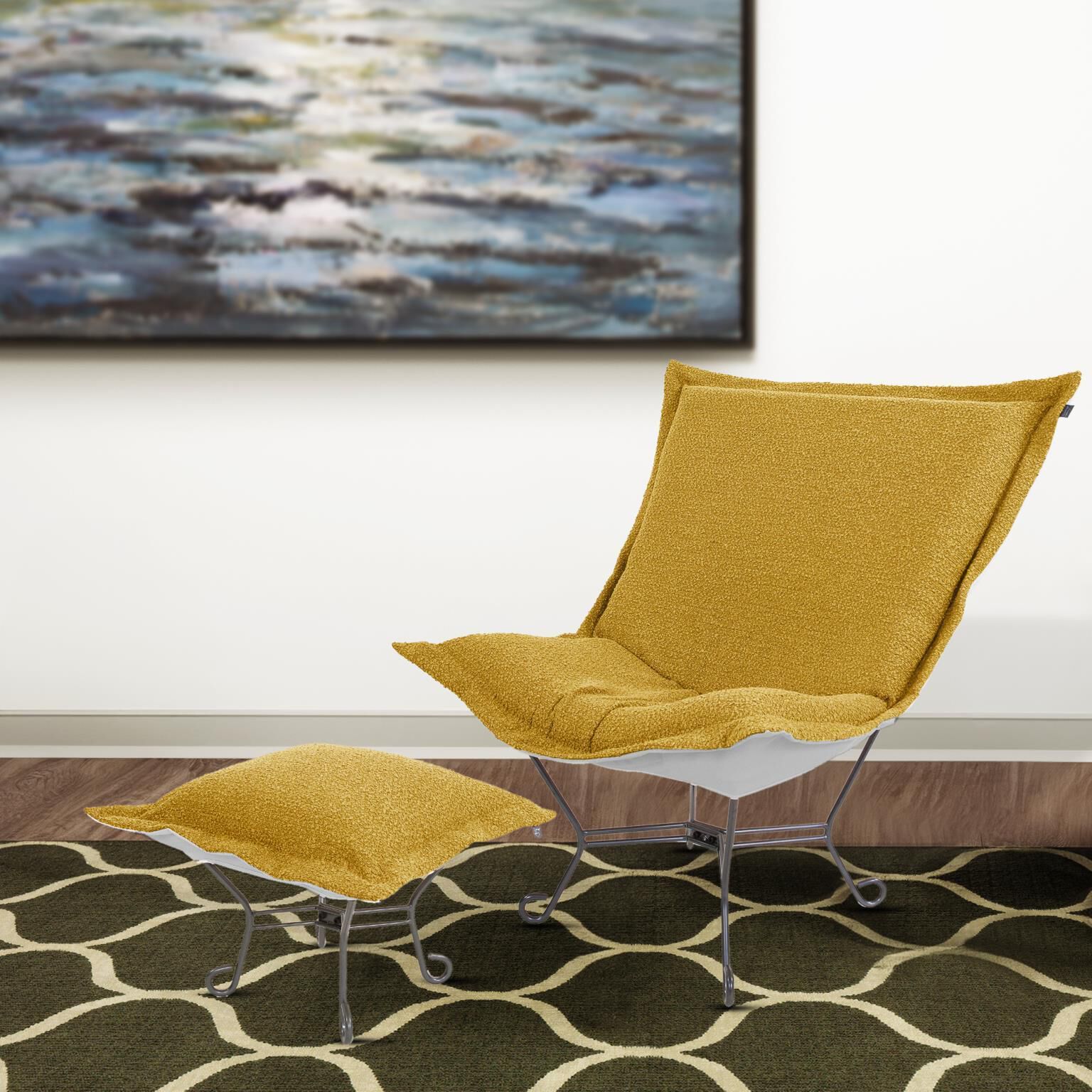 Alicante Gold Patio Scroll Puff Chair