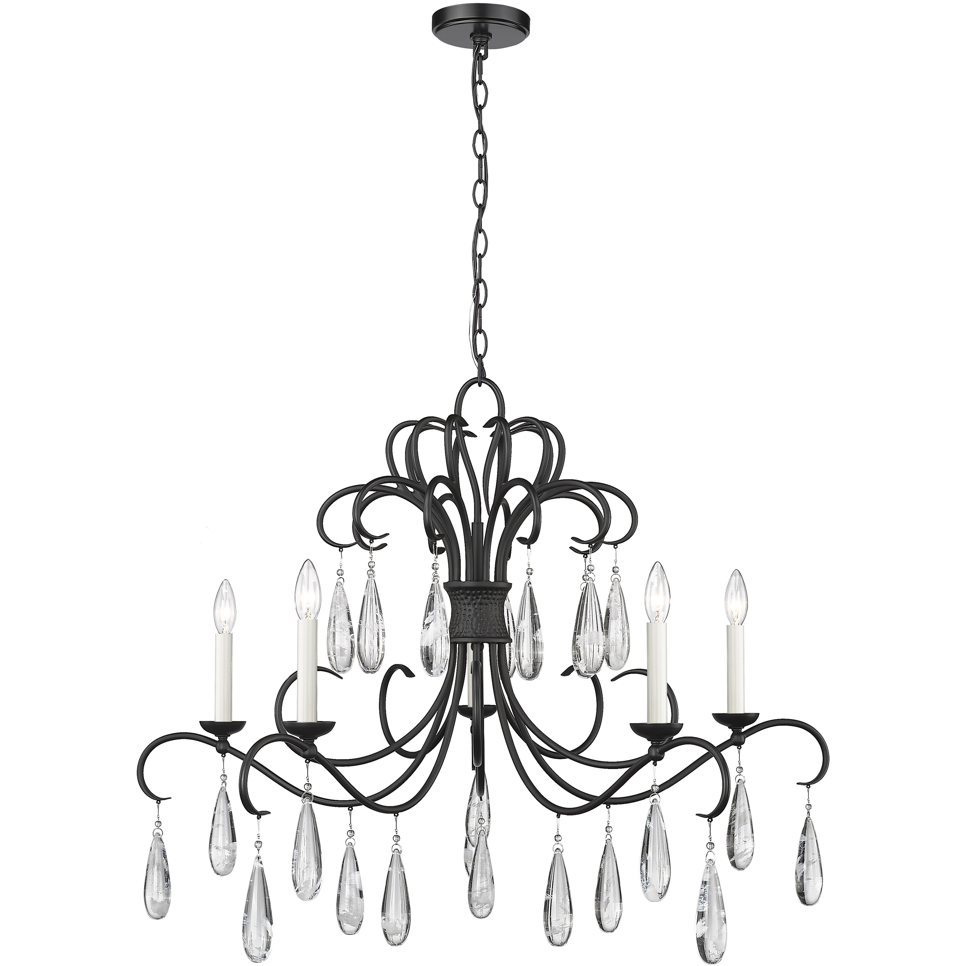 Amara 5 Light 38 inch Matte Black Chandelier Ceiling Light