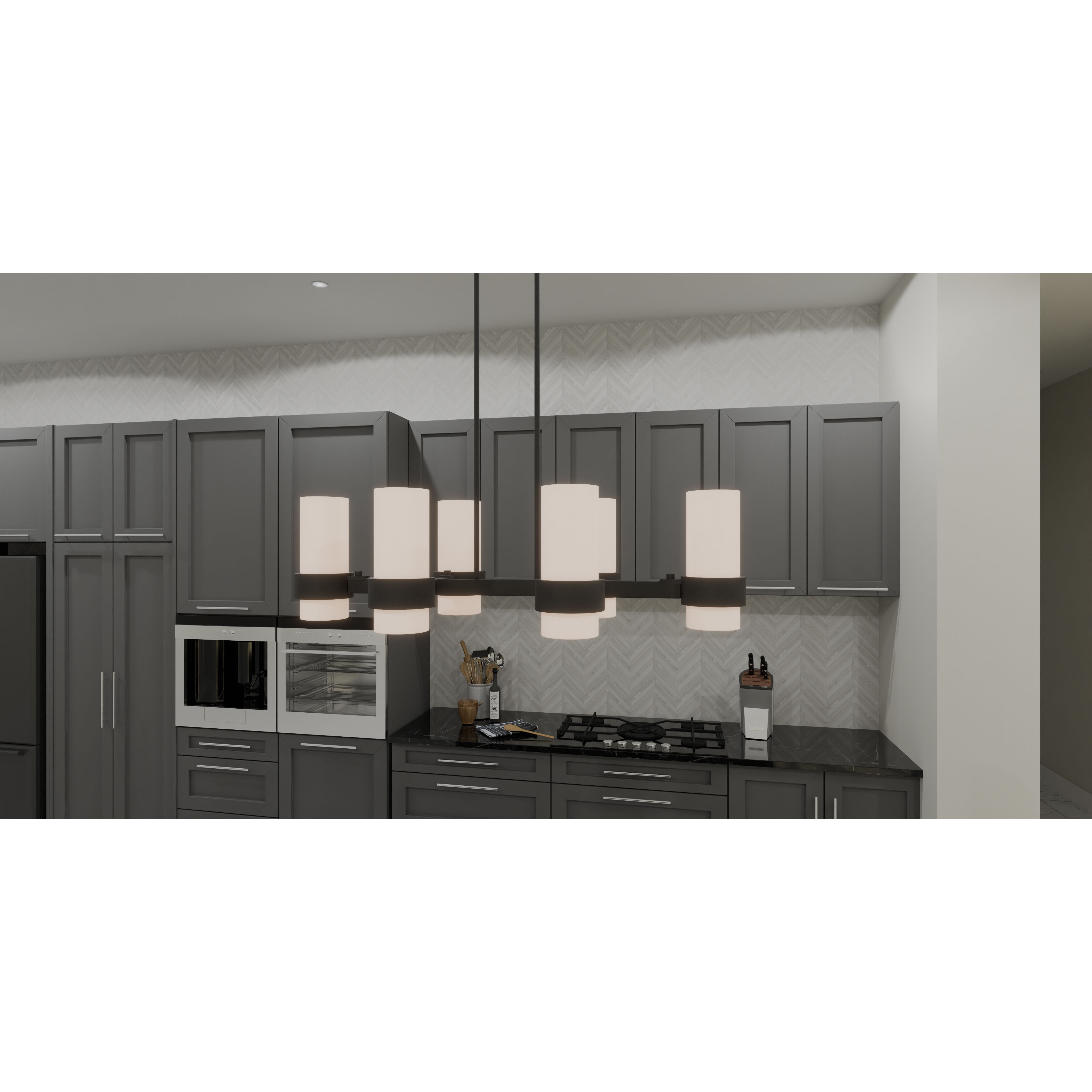 Kimora 6 Light 36 inch Matte Black Island Light Ceiling Light, Medium