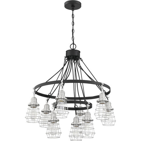 Neighborhood Thatcher 9 Light 30 inch Flat Black/Brushed Polished Nickel Chandelier Ceiling Light, Neighborhood Collection