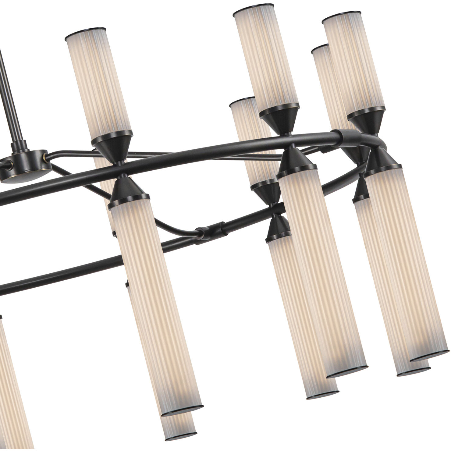 Edwin LED 37.5 inch Urban Bronze/Frosted Ribbed Glass Chandelier Ceiling Light