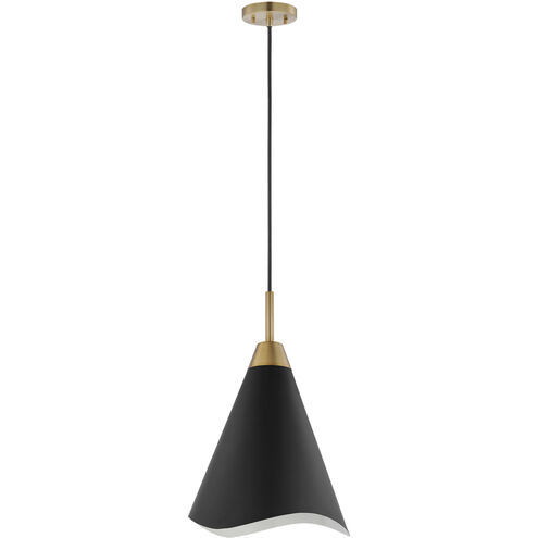 Tango 1 Light 12 inch Matte Black/Burnished Brass Pendant Ceiling Light