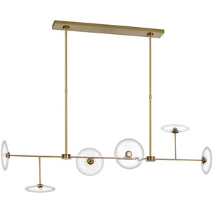Ian K. Fowler Calvino LED 54 inch Hand-Rubbed Antique Brass Linear Chandelier Ceiling Light, Large