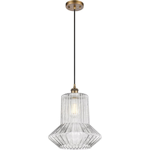 Ballston Springwater 1 Light 12 inch Brushed Brass Pendant Ceiling Light, Ballston