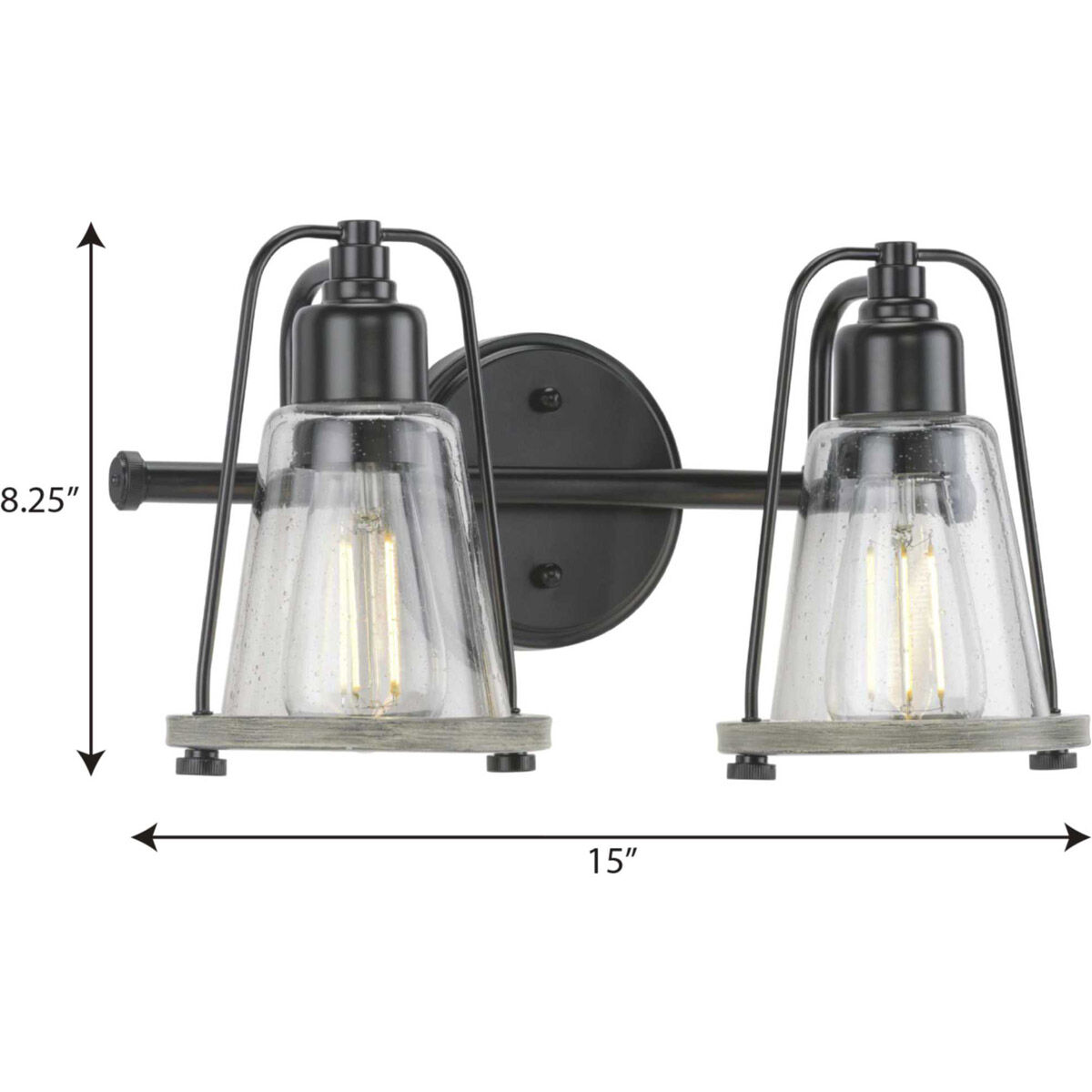 Conway 2 Light 15 inch Matte Black Bath Vanity Wall Light