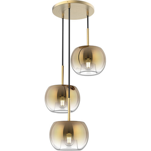 Samar 3 Light 14 inch Brushed Gold Chandelier Ceiling Light in Transition Copper Glass