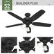 Builder 52 inch Matte Black with Matte Black/Greyed Walnut Blades Ceiling Fan