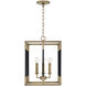 Bleeker 4 Light 13 inch Aged Brass and Black Foyer Ceiling Light