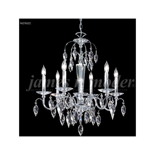 Sculptured Crystal Leaf 6 Light 26 inch Silver Crystal Chandelier Ceiling Light