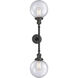 Franklin Restoration Large Beacon 2 Light 19 inch Oil Rubbed Bronze Bath Vanity Light Wall Light in Seedy Glass, Franklin Restoration