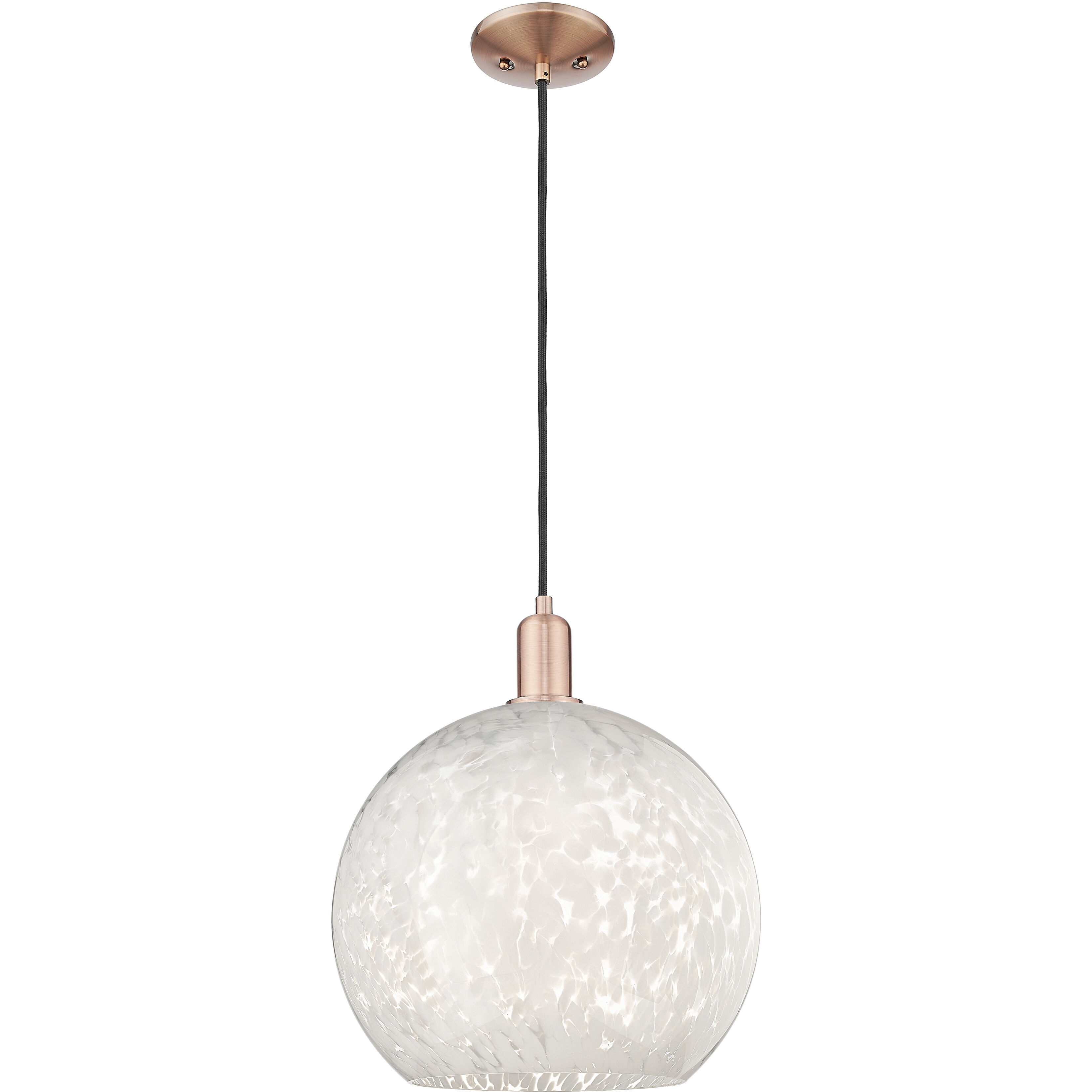 Arcadia White Mouchette 1 Light 13.75 inch Antique Copper Mini Pendant Ceiling Light